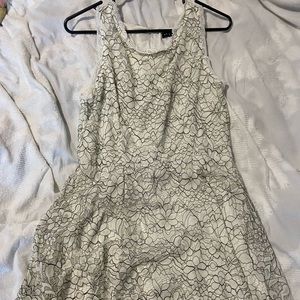 White Dress with Black Floral Design. X Large. Brand: as u wish.